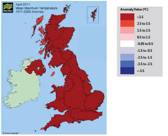  Fig. B2.16 Low rainfall and high temperatures gave supportive conditions to vegetation fires during the spring of 2011