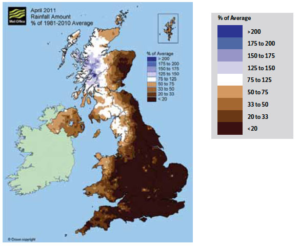 Fig. B2.17 Continued low amounts of rainfall led to increased activity during April and May 2011