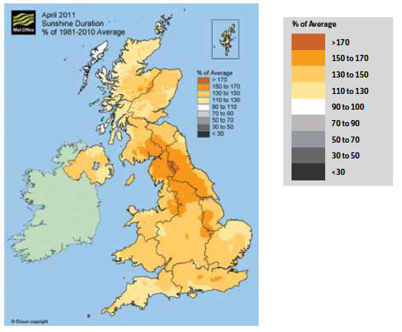 Fig. B2.18 Clear skies during April 2011 had a significant impact on the moisture content of fine fuels