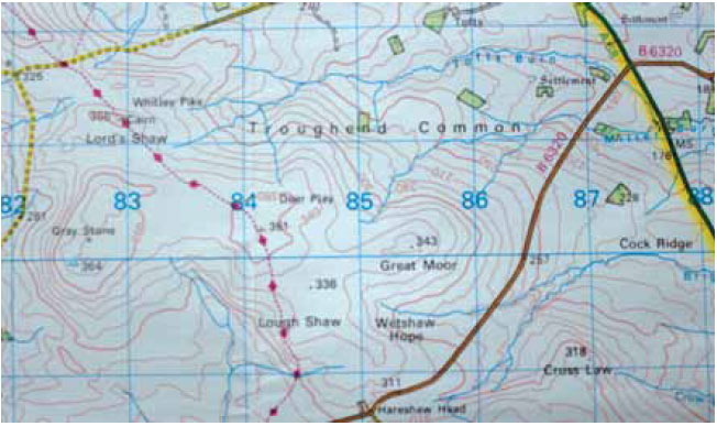 Photo B4.2 Grid numbers running across the map