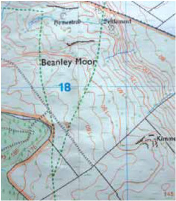 Photo B4.9 The direction of a slope is indicated by the contour interval numbers
