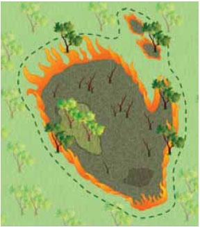 Fig. B5.3 Showing a typical fire pattern once equilibrium is lost