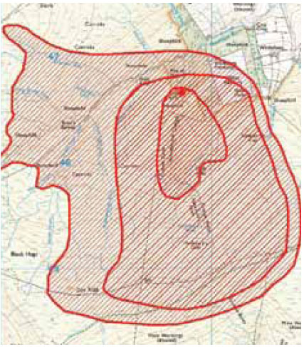 Fig. B6.14 Showing the potential fire spread over a 6-hour period