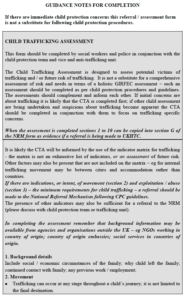 Guidance for Completion Guidance for Completion