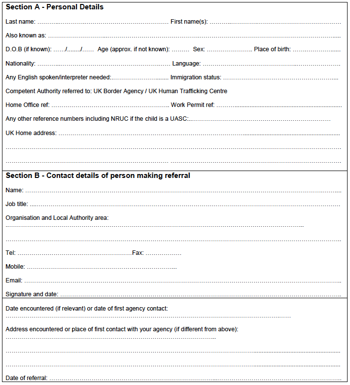 National Referral Mechanism for Child victims of Trafficking National Referral Mechanism for Child victims of Trafficking