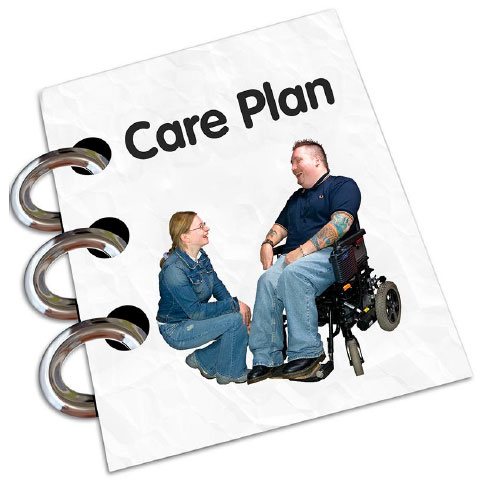 Binded paper with Care Plan written on it Binded paper with Care Plan written on it