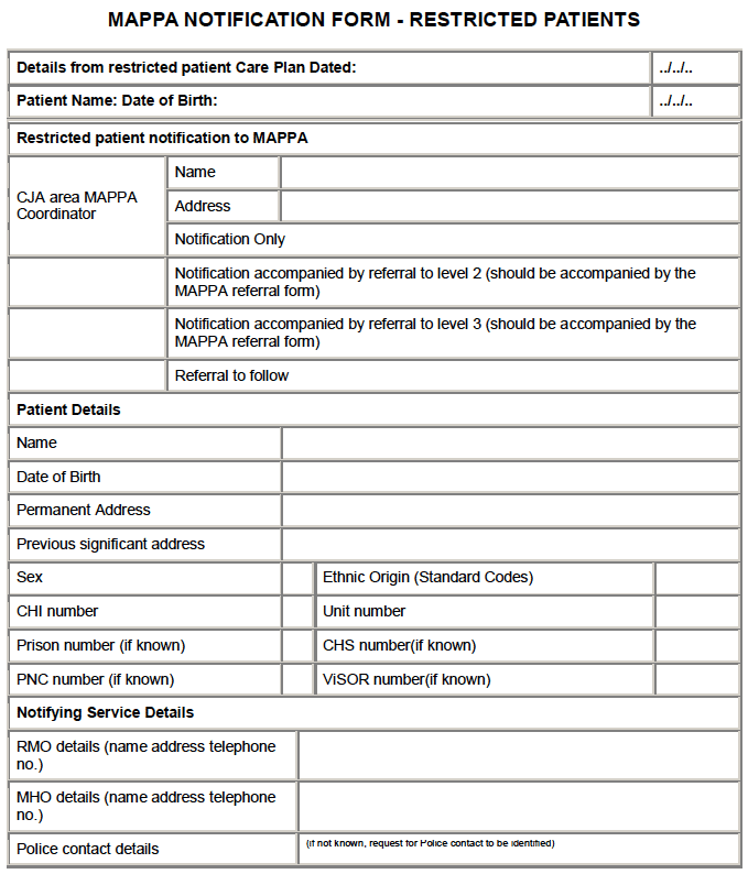 MAPPA Notification Form - Restricted Patients