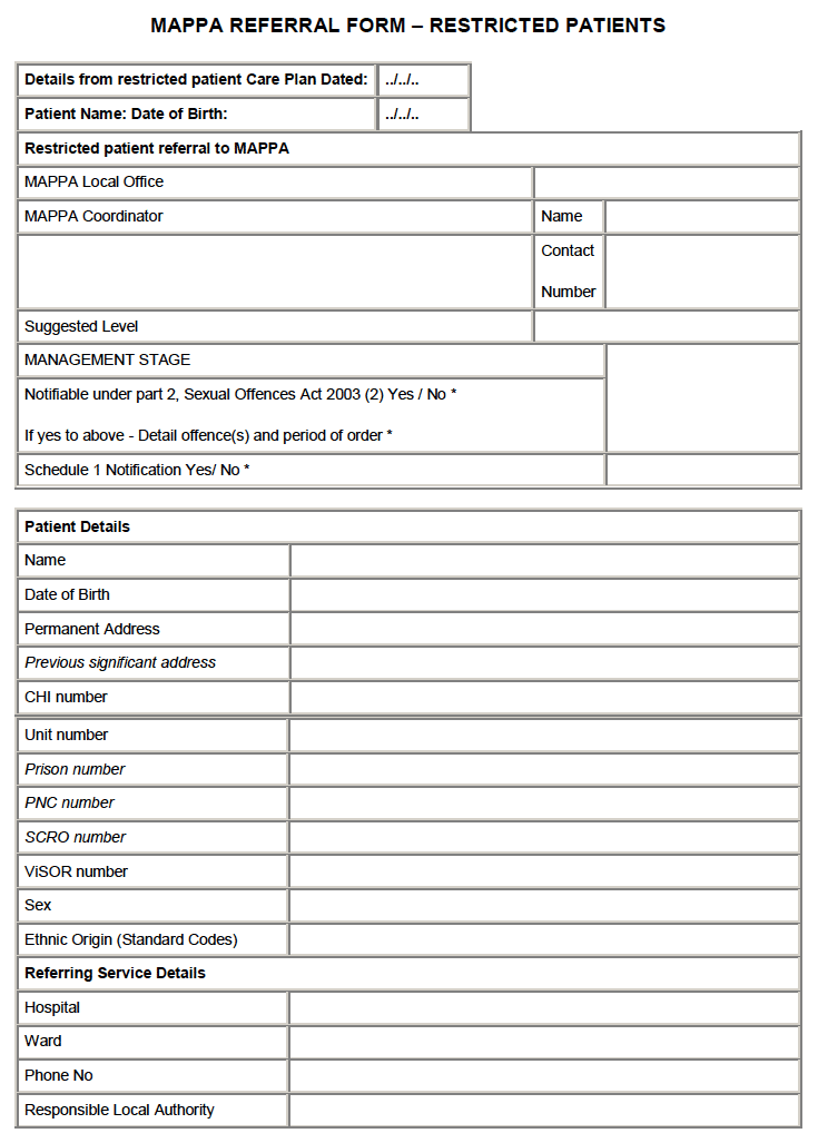 MAPPA Referral Form - Restricted Patients