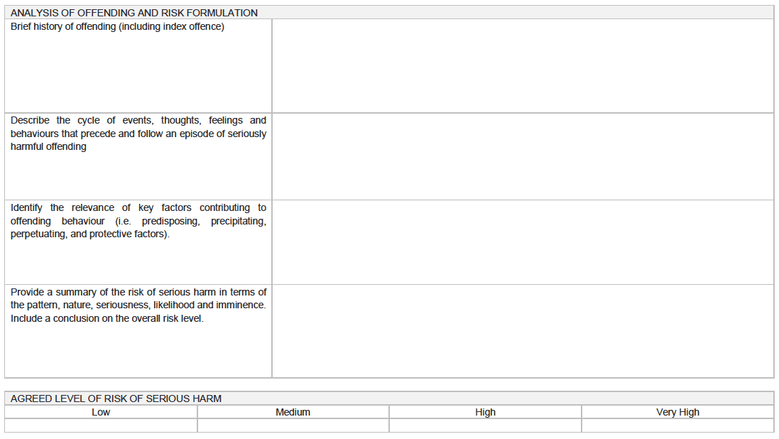 Multi Agency Public Protection Arrangements - Risk Assessment Template