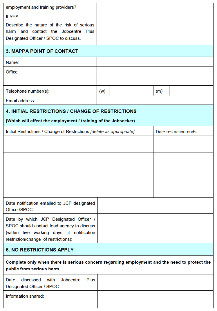 Notification to Jobcentre Plus