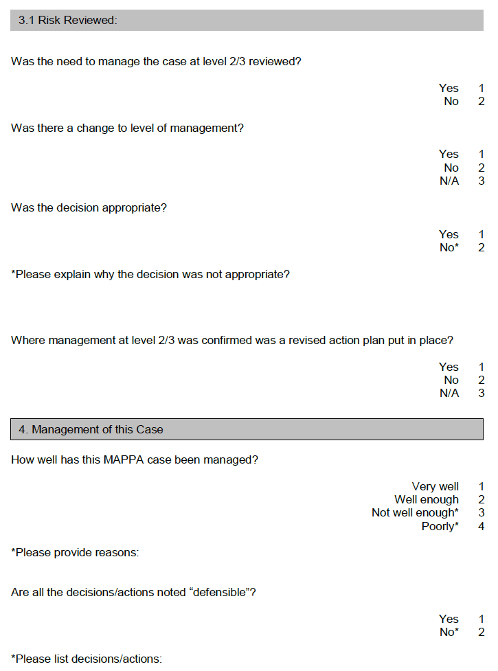 MAPPA Case Audit Form