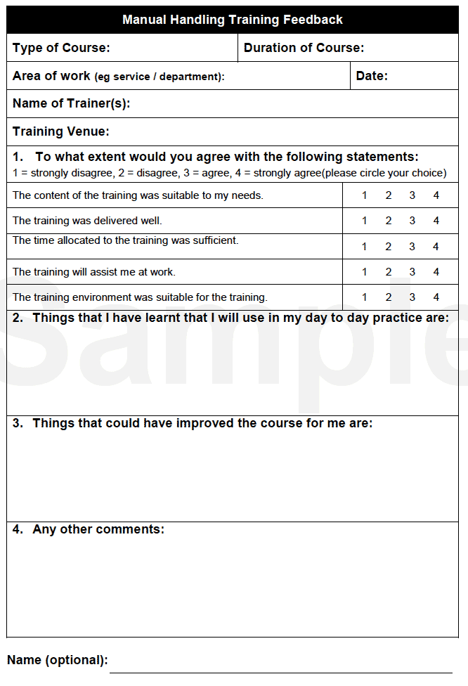 Manual Handling Training Feedback