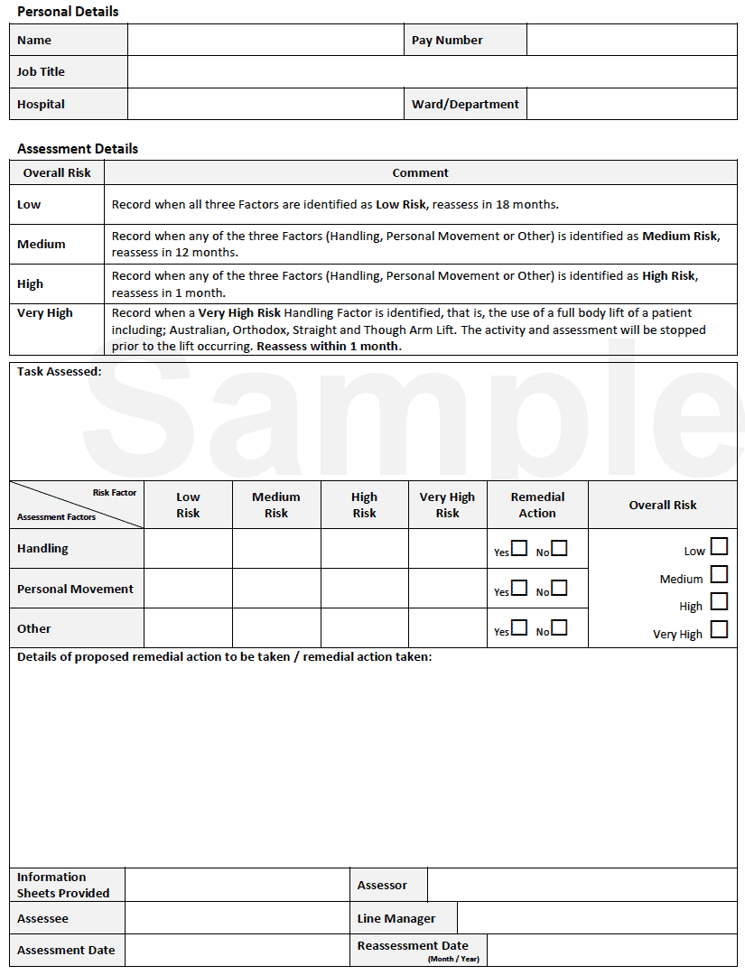 Moving and Handling Competency Assessment - People handling tasks