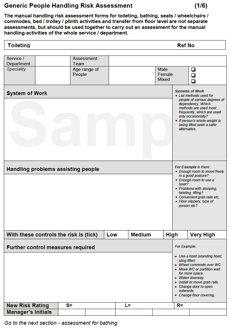 Generic People Handling Risk Assessment