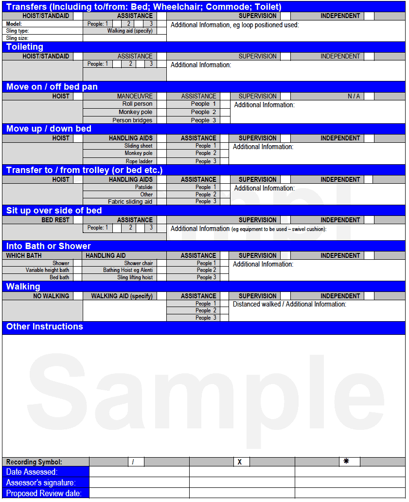 Individual Person Handling Assessment Form
