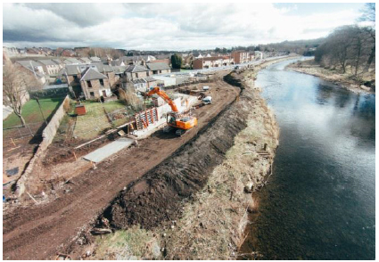 retaining wall to a flood embankment retaining wall to a flood embankment