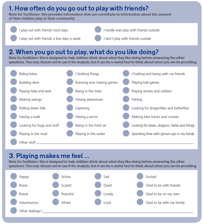 Questions and notes for facilitators template