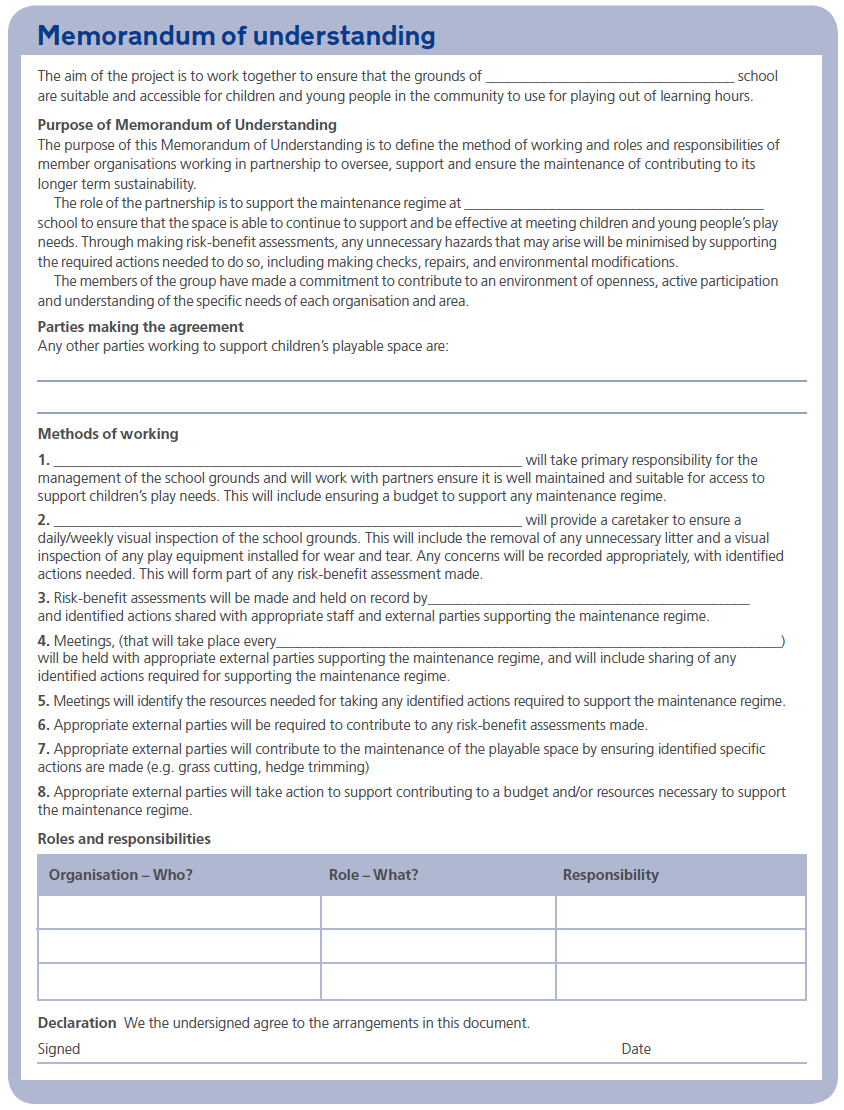 Memorandum of understanding