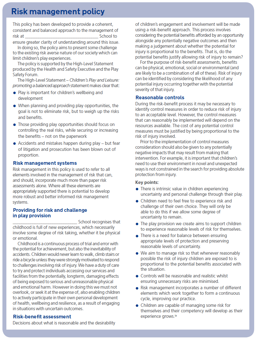 Risk management policy template