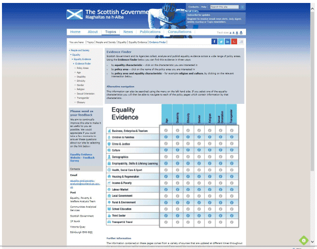 Figure 3: Scottish Government Equality Evidence Finder