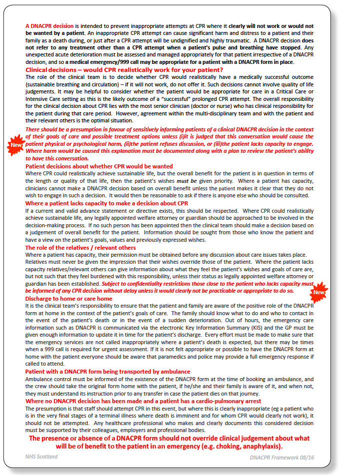 The DNACPR Form The DNACPR Form