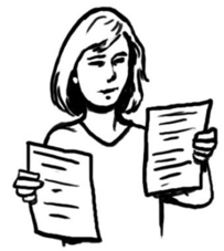 A woman reading some letters