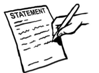 A hand with a pen, writing on a sheet of paper with &lsquo;Statement&rsquo; written at the top