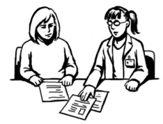 A woman getting advice from a solicitor
