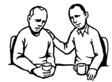 A man getting support from another man