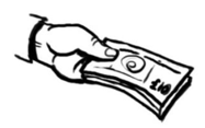 a hand giving money