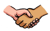 Two people shaking hands.