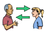 A man and woman communicating freely with each other.
