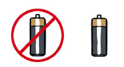 A battery crossed out meaning ‘low tech’ and a battery meaning ‘high tech’.
