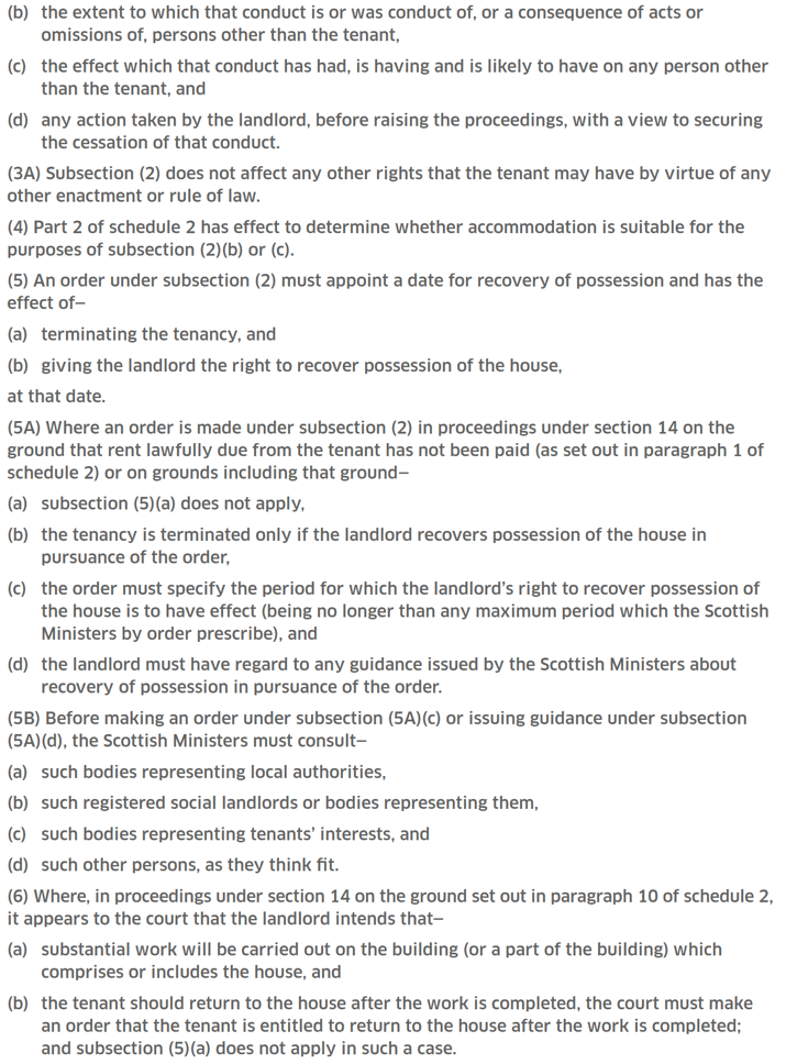 Housing (Scotland) Act 2001 – Section 16 – Powers of Court in Possession Proceedings - part 2 Housing (Scotland) Act 2001 – Section 16 – Powers of Court in Possession Proceedings - part 2