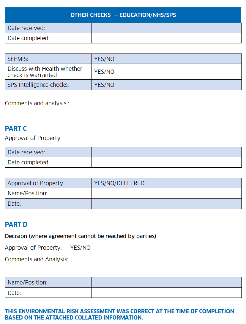 Template – Environmental Risk Assessment
