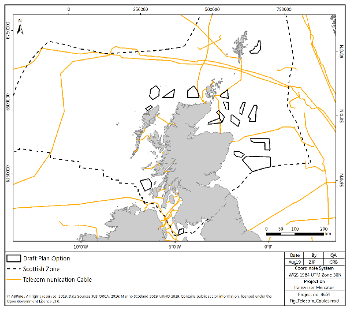 Figure 11 Active telecom cables in Scottish waters Figure 11 Active telecom cables in Scottish waters
