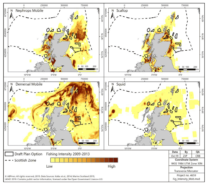 Figure 17 Fishing intensity for over-15m vessels using demersal mobile gear (2009-2013) Figure 17 Fishing intensity for over-15m vessels using demersal mobile gear (2009-2013)