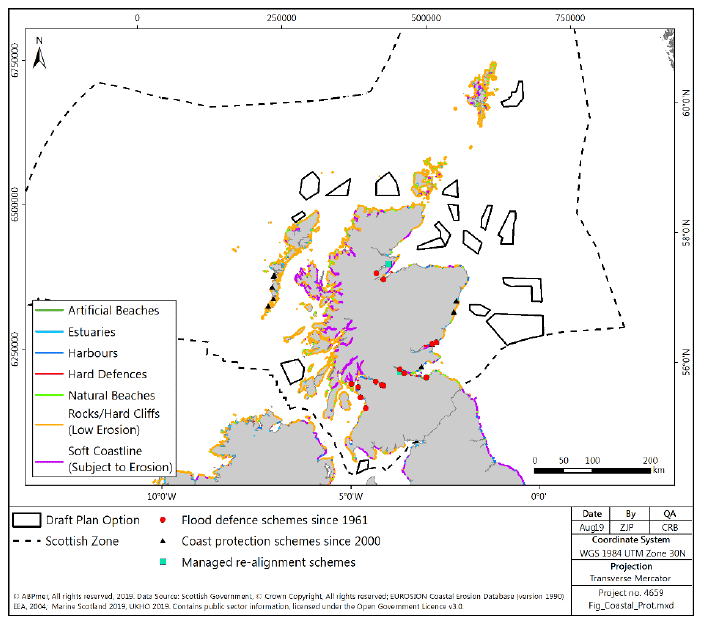 Figure 27 Coastal and Flood defences, incorporating coastline type Figure 27 Coastal and Flood defences, incorporating coastline type