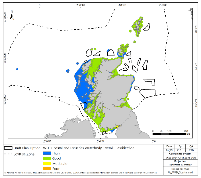 Figure 41 Coastal and transitional waterbodies overall classifications Figure 41 Coastal and transitional waterbodies overall classifications
