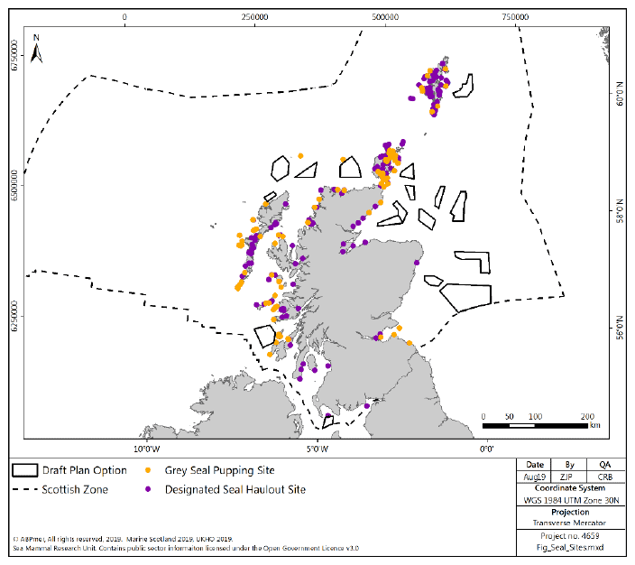 Figure 45 Seal haul out sites and grey seal breeding colonies Figure 45 Seal haul out sites and grey seal breeding colonies
