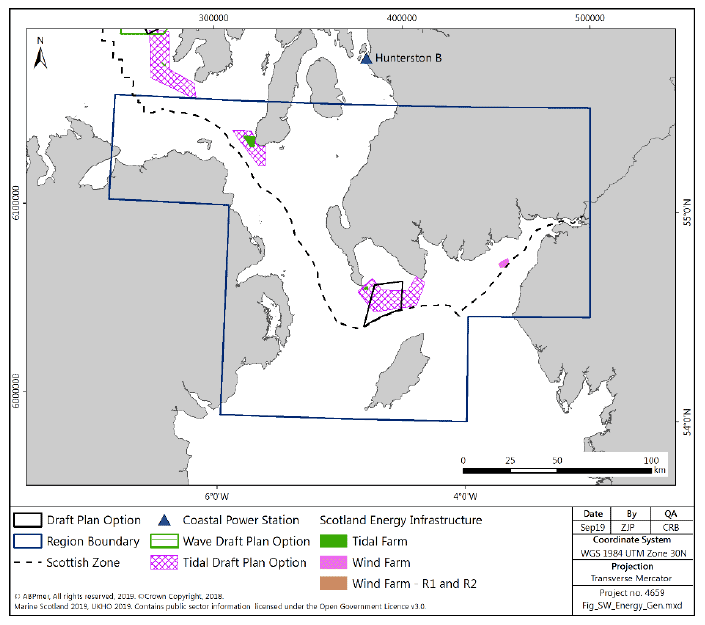 Figure 58 South West region: current, planned and potential future offshore energy generation infrastructure Figure 58 South West region: current, planned and potential future offshore energy generation infrastructure