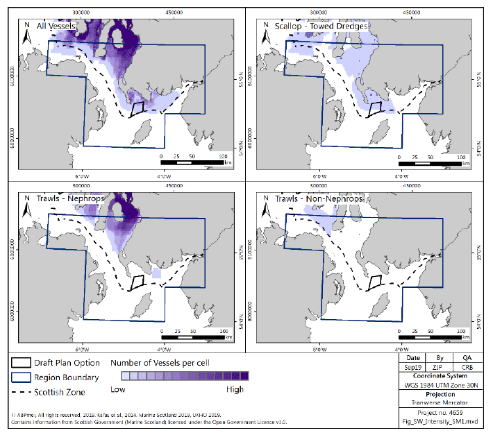 Figure 67 Number of vessels for under-15m vessels in the South West region, all gears and mobile demersal gears, from ScotMap Figure 67 Number of vessels for under-15m vessels in the South West region, all gears and mobile demersal gears, from ScotMap