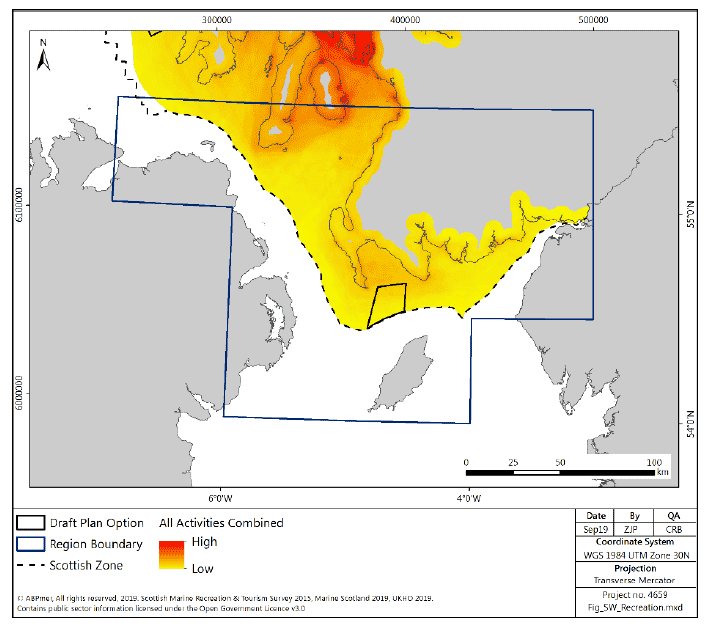 Figure 75 South West region: density of recreational activities Figure 75 South West region: density of recreational activities