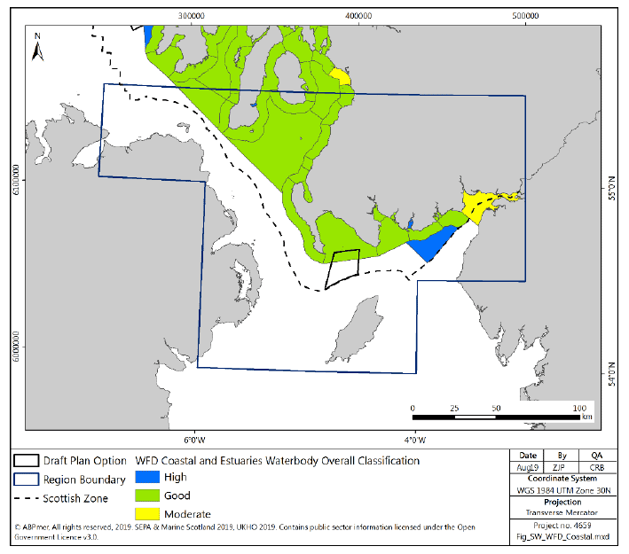 Figure 86 South West region: WFD coastal and transitional waterbody classifications Figure 86 South West region: WFD coastal and transitional waterbody classifications