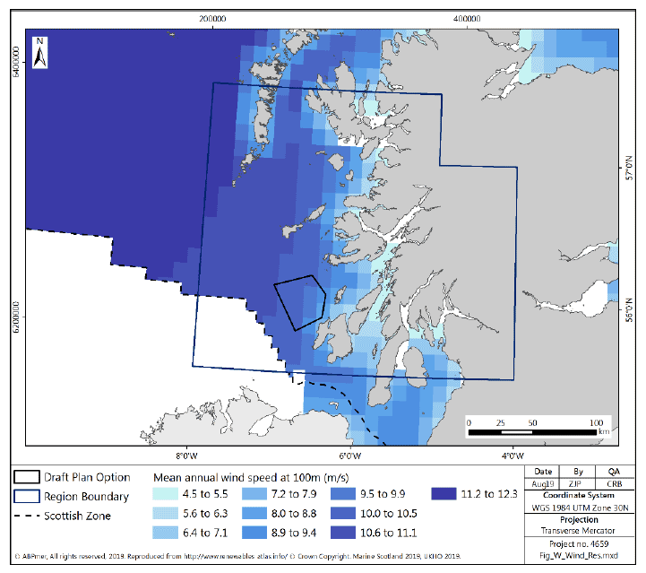 Figure 97 West region: mean annual wind speed Figure 97 West region: mean annual wind speed