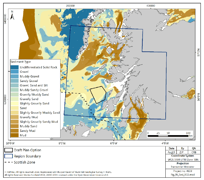 Figure 99 West region: seabed sediments Figure 99 West region: seabed sediments