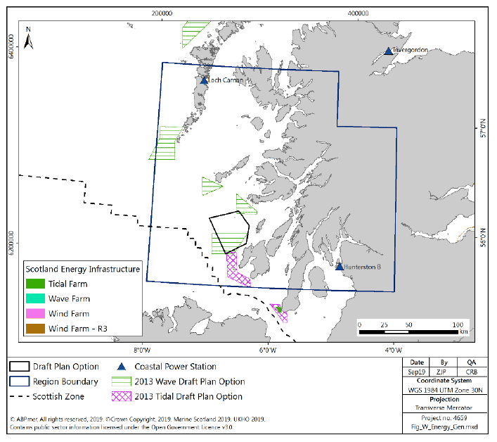 Figure 100 West region: current, planned and potential future offshore energy generation infrastructure Figure 100 West region: current, planned and potential future offshore energy generation infrastructure