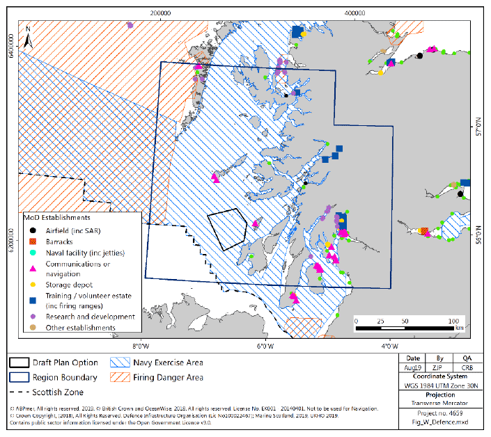 Figure 105 West region: defence infrastructure and exercise areas Figure 105 West region: defence infrastructure and exercise areas