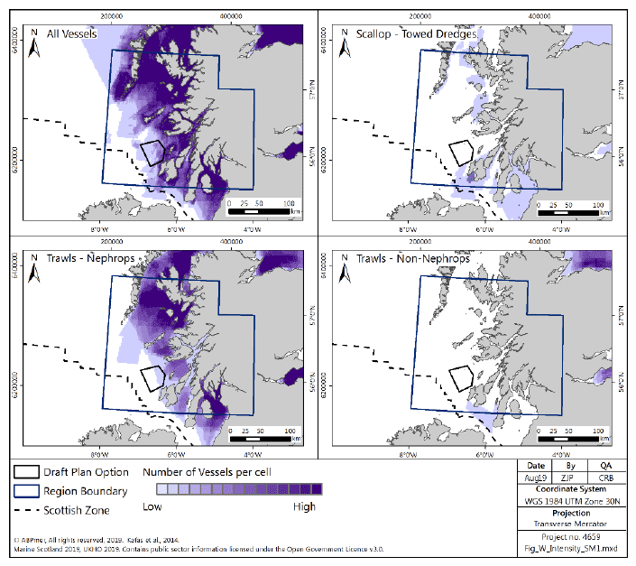 Figure 109 Number of vessels for under-15m vessels in the West region, all gears and mobile demersal gears, from ScotMap Figure 109 Number of vessels for under-15m vessels in the West region, all gears and mobile demersal gears, from ScotMap