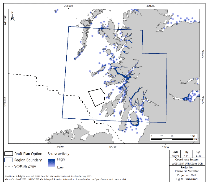 Figure 120 West region: scuba diving activity density Figure 120 West region: scuba diving activity density